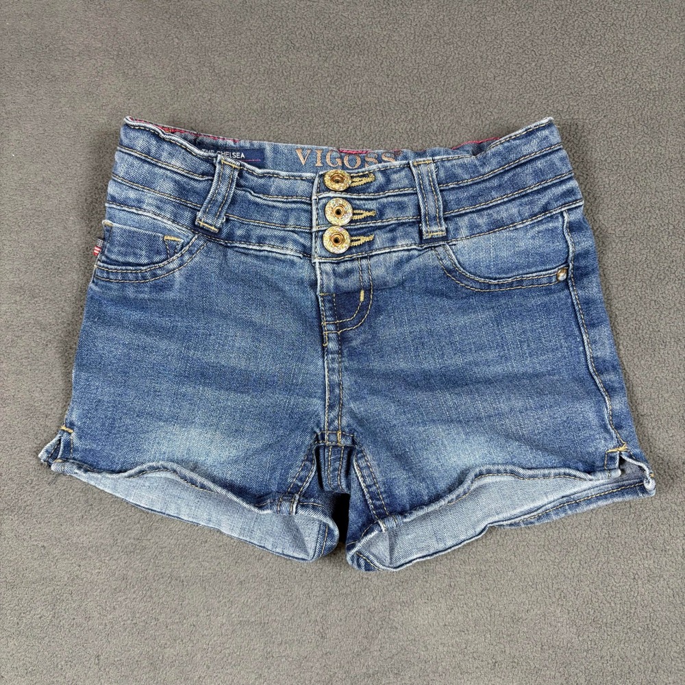 Vigoss The Chelsea Shorts Girls Size 6 Blue Denim Glitter Buttons
